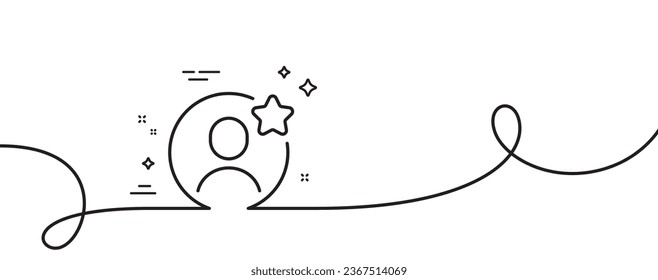 Best friend line icon. Continuous one line with curl. User review star sign. Customer top rate symbol. Best friend single outline ribbon. Loop curve pattern. Vector