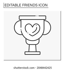 Best friend line icon. Golden cup for a perfect friend. Prize for pal.Friends line icon. Isolated vector illustration.Editable stroke