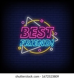 Best Friend Neon Signs Style Text Vector