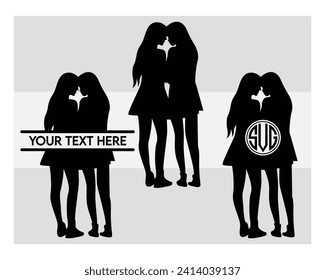 Best Friend, Best Friend Silhouette, Friendship, Friends Forever, Besties, Vector, Clipart, Eps