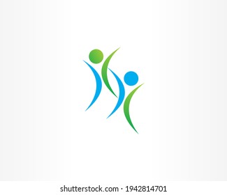 Best friend vector concept logo design template. Human shape icon