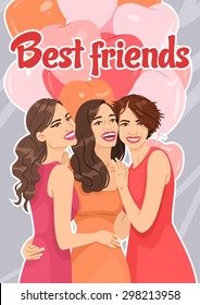Best friends bachelorette party poster vertical gray