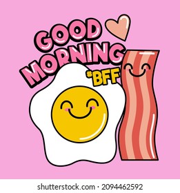 BEST FRIENDS BACON AND EGG ILLUSTRATION