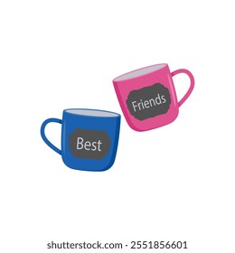 Best Friends Cups Flat Icon, Vector illustration