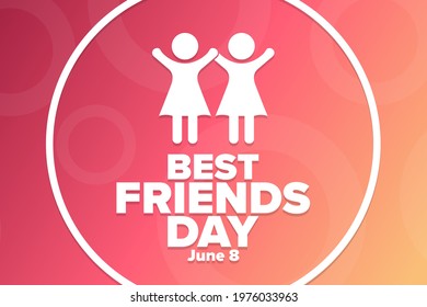 Best Friends Day. June 8. Holiday concept. Template for background, banner, card, poster with text inscription. Vector EPS10 illustration