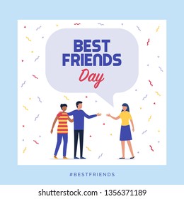 Best friends day social media post with people celebrating together