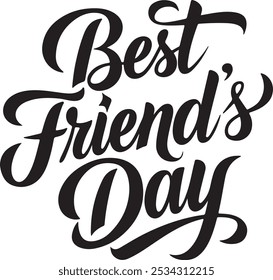 Best Friend's Day Typography, Silhouette vector art illustration