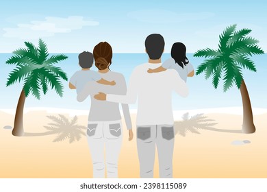 Best friends Family clipart Parents Kids figures selfie teen vector