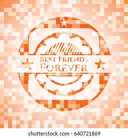 Best Friends Forever abstract orange mosaic emblem with background