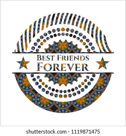Best Friends Forever arabic emblem background. Arabesque decoration.