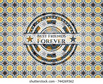 Best Friends Forever arabic style badge. Arabesque decoration.