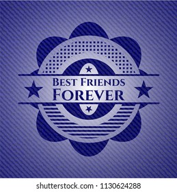 Best Friends Forever badge with denim texture