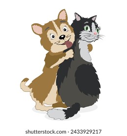 Best friends forever, cat and dog.