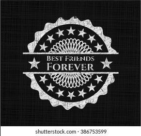 Best Friends Forever chalk emblem, retro style, chalk or chalkboard texture