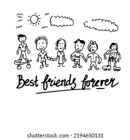 Best friends forever (children drawing on the board)