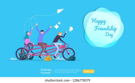 best friends forever concept for celebrating happy friendship day event. vector illustration of social relationship with people character. web landing template, banner, and print media.