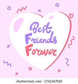 Best friends forever. Hipster vector with brush stroke calligraphic text. Expressive Contemporary modern art simple minimal banner