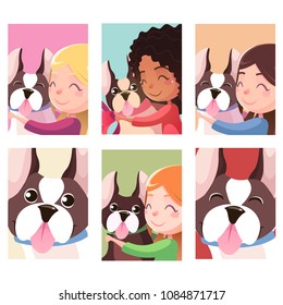 Best Friends Forever illustration. Friendship concept. Banner, background, flyer, placard, in cartoon style with cute dog and girl. Poster, Vector card for greeting, decoration, congratulation.