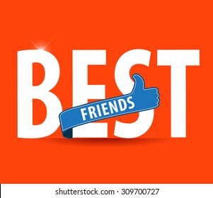 best friends forever, illustration typography on bright background - vector eps10