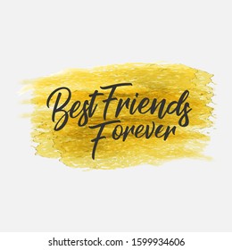 best friends forever of ink splash watercolor with yellow color background.