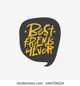 Best friends forever lettering quote, vector brush calligraphy. Handwritten Friendship day typography print for flyer, poster, card, banner. Hand drawn decorative design element.
