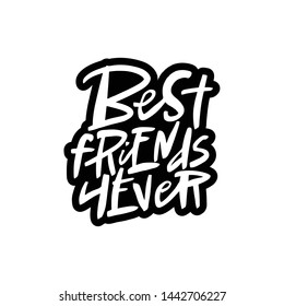 Best friends forever lettering quote, vector brush calligraphy. Handwritten Friendship day typography print for flyer, poster, card, banner. Hand drawn decorative design element.