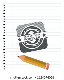 Best Friends Forever penciled. Vector Illustration. Detailed.