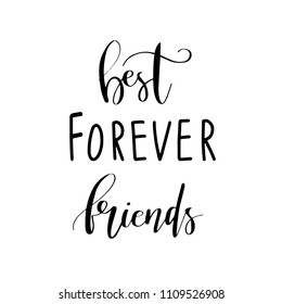 Best friends forever postcard. Ink illustration. Modern brush calligraphy. Isolated on white background.