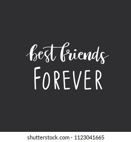 Best friends forever postcard. Ink illustration. Modern brush calligraphy. Isolated on dark background.