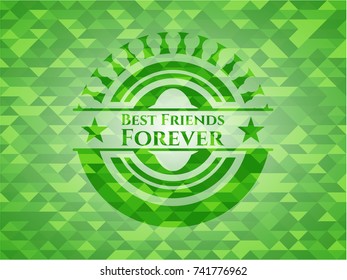 Best Friends Forever realistic green emblem. Mosaic background