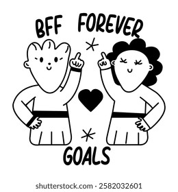 Best friends forever sticker in glyph style 
