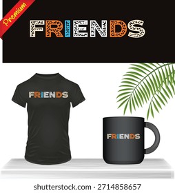 Mejores amigos para siempre Diseño de Vector de texto en camiseta, taza y maqueta de Anuncio. Mensaje de amistad Gráfico para ropa, Mercancía y uso promocional.