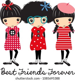 best friends frever doodle vector