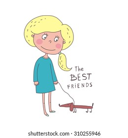 best friends funny greeting vector design