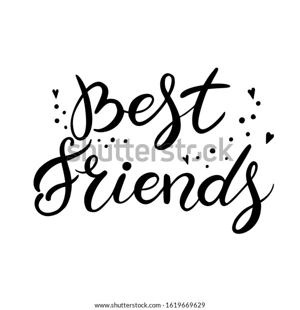 Best Friends Handwritten Lettering Decorative Elements Stock Vector ...