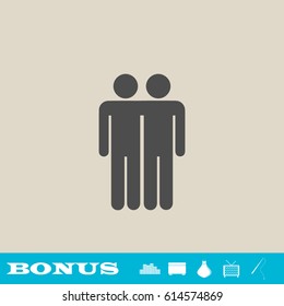 Best friends icon flat. Grey pictogram on light background. Vector illustration symbol and bonus button real estate, ottoman, vase, tv, fishing rod