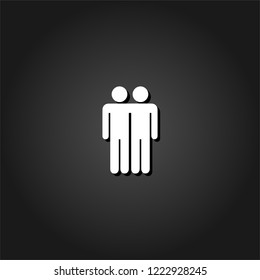 Best friends icon flat. Simple White pictogram on black background with shadow. Vector illustration symbol