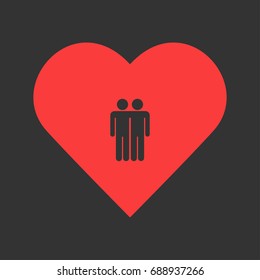 Best friends icon flat. Simple pictogram on heart background. Vector illustration symbol
