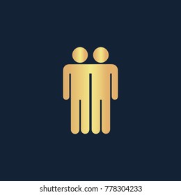 Best friends icon flat. Simple gold pictogram on dark background. Vector illustration symbol