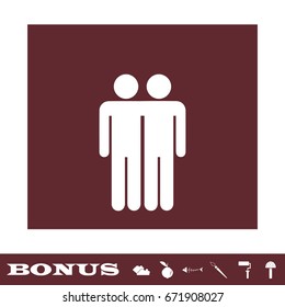 Best friends icon flat. White pictogram on brown background. Vector illustration symbol and bonus icons