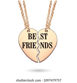 Best Friends Jewelry Charm Necklace in Gold on Chain 