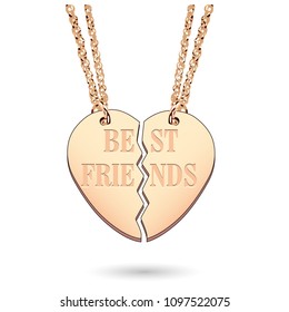 Best Friends Jewelry Charm Necklace In Gold On Chain 