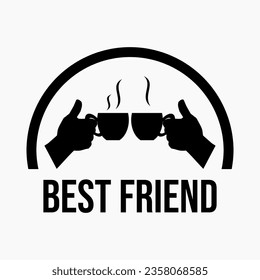 The best friends logo illustration shows 2 people drinking coffee together