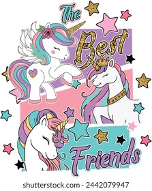 best friends magical unicorn graphic tees