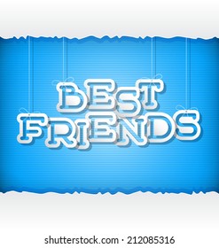 Best Friends Paper Font Vector Greeting Card