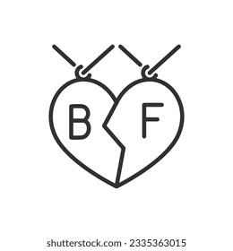 Best friends pendant, linear icon. Line with editable stroke