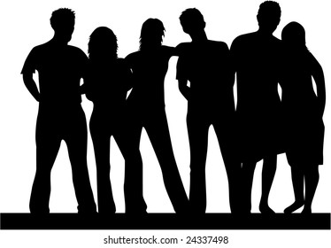 Best Friends, People Silhouette,vector