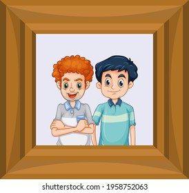 Best friends picture on wooden frame illustration