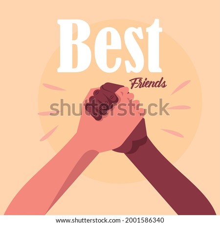 best friends postcard with handshake