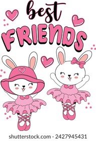 best friends rabbit cute ballet 